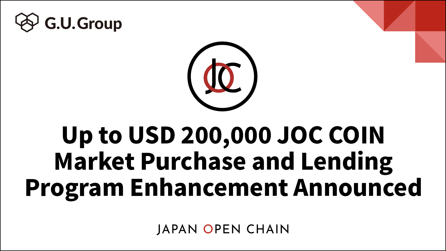 Up to USD 200,000 JOC COIN Market Purchase and Lending Program Enhancement Announced